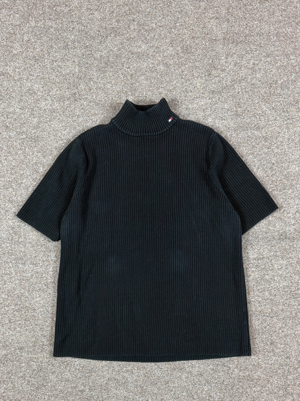 Vintage Tommy Hilfiger Black Short Sleeve Ribbed Mock Neck‎ Sweater Women’s 1X